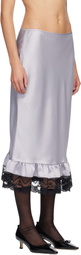 Anna Sui Silver Boudoir Satin Lace Midi Skirt
