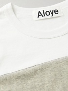 ALOYE - Colour-Block Melangé Cotton-Jersey T-Shirt - White