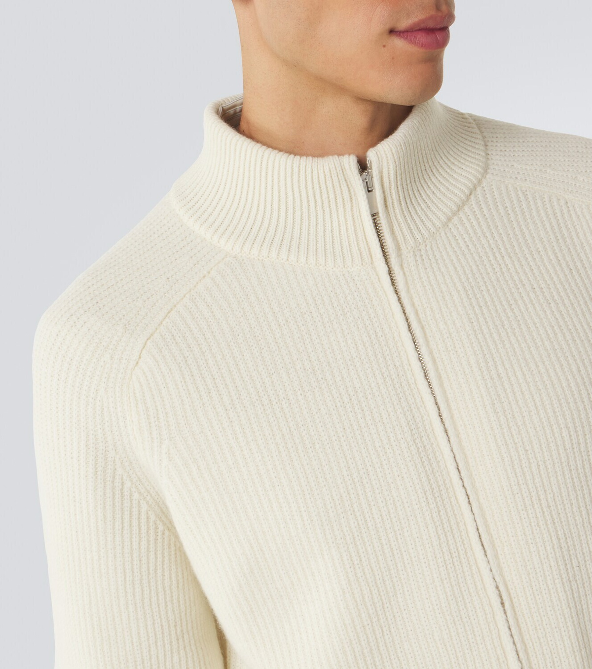 Lardini Ribbed-knit wool and cashmere zip-up cardigan