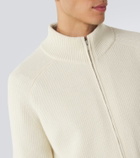 Lardini Ribbed-knit wool and cashmere zip-up cardigan