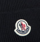 Moncler - Logo-Appliquéd Ribbed Wool Beanie - Midnight blue