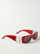 Balenciaga - Rectangular-Frame Acetate and Silver-Tone Sunglasses