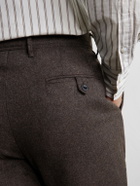 Slowear - Tapered Pleated Wool-Blend Flannel Trousers - Brown