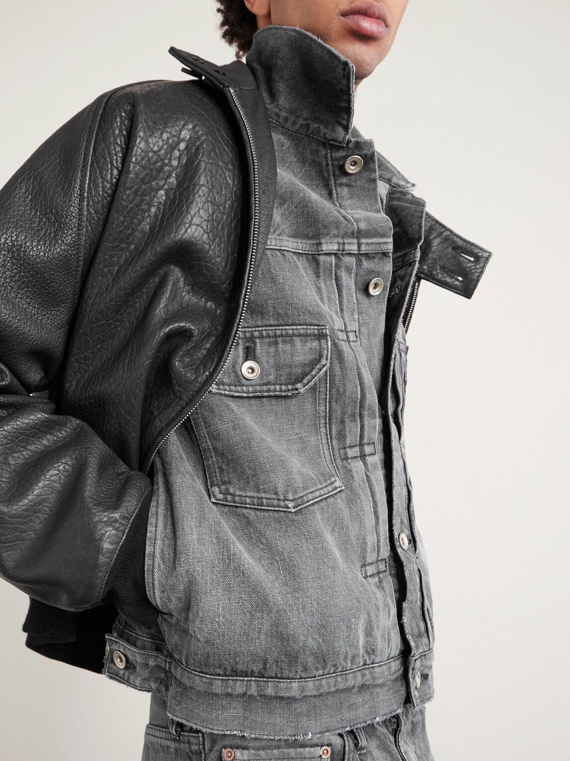 Sacai - Beyondexx Distressed Denim Jacket - Gray