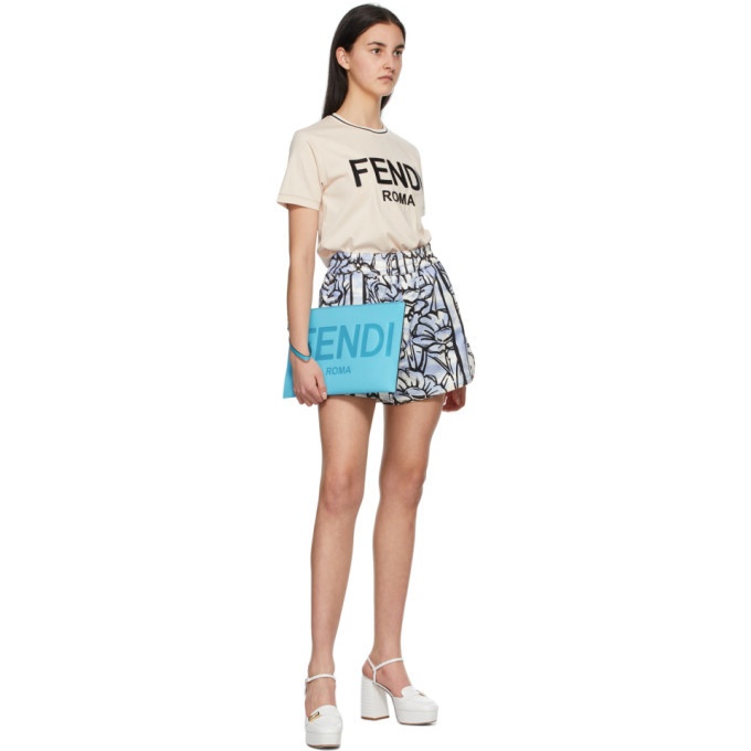 Fendi Roma Flat Pouch Large - Light grey leather pouch