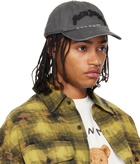 Palm Angels Gray Curved Logo Distressed Cap