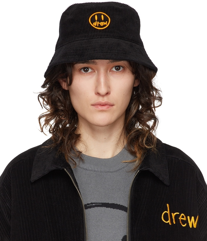Photo: drew house SSENSE Exclusive Black Painted Mascot Bucket Hat