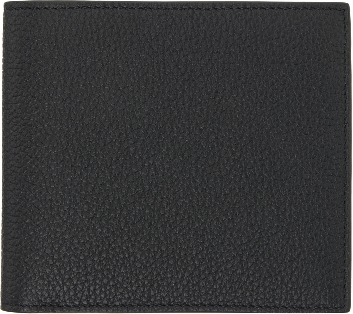 Thom Browne Black Soft Pebble Grain Leather Billfold Wallet