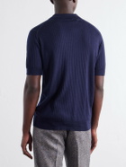 John Smedley - Croall Ribbed Merino Wool Polo Shirt - Blue