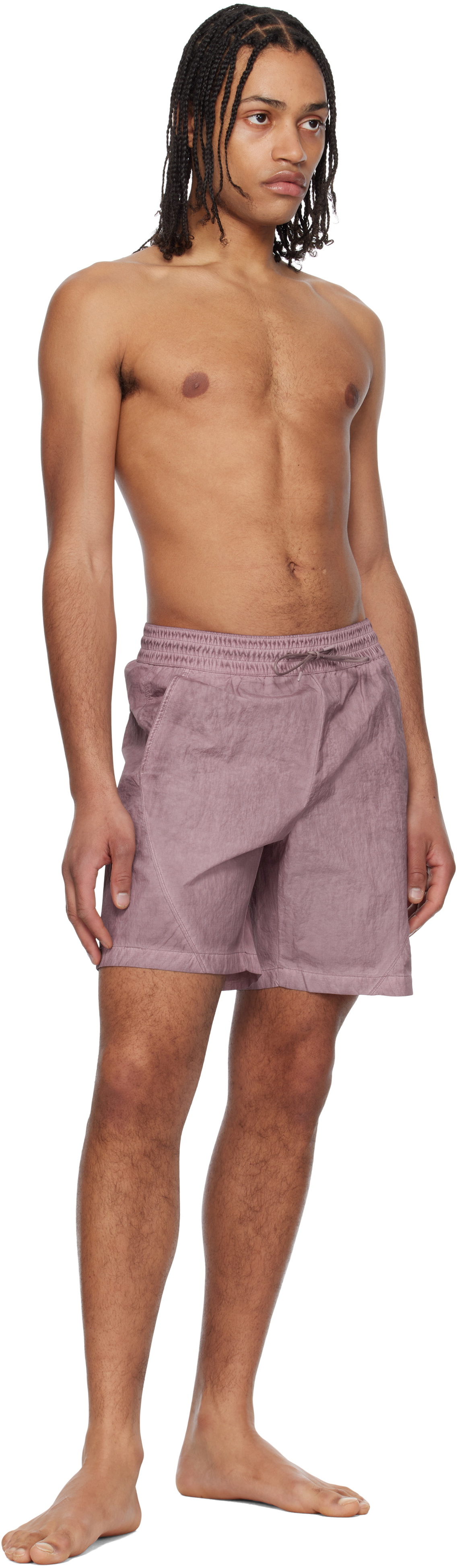 COOR Purple Lipstop Over Dying Curved Swim Shorts