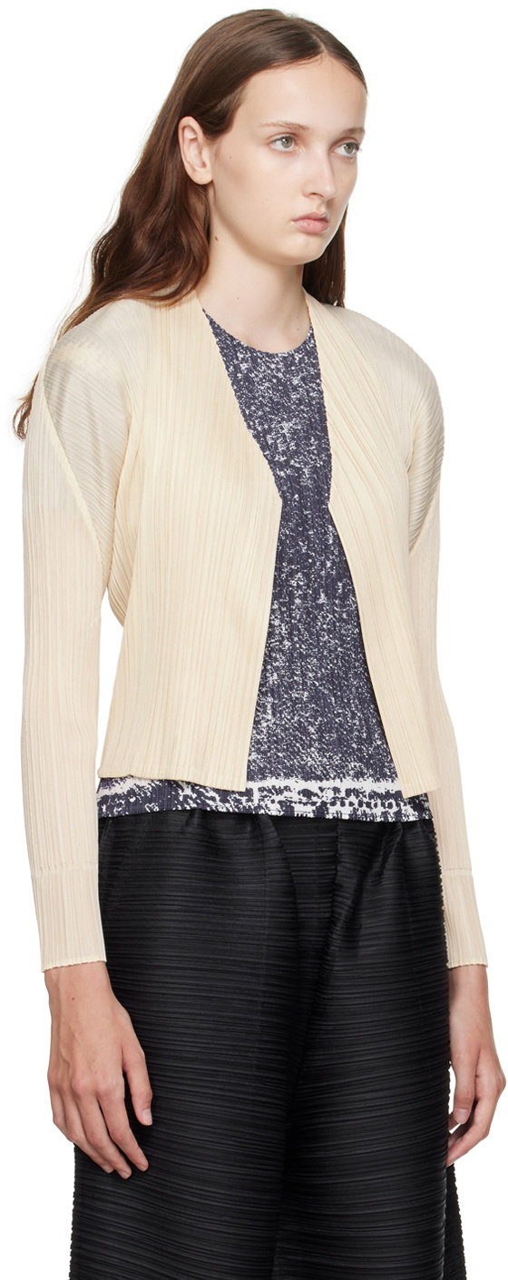 Pleats Please Issey Miyake Off-White Monthly Colors April Cardigan