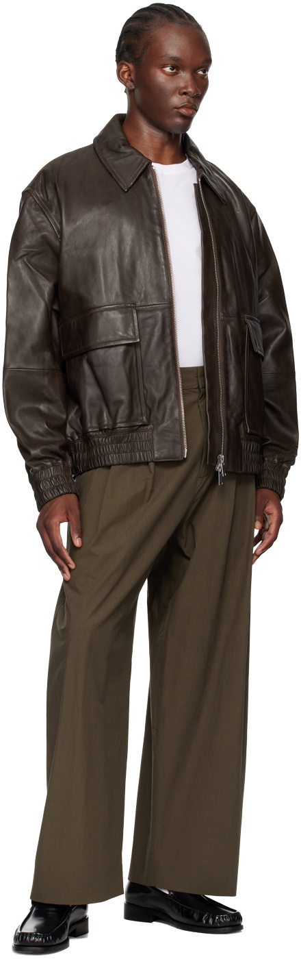Studio Nicholson Brown Piston Leather Jacket Studio Nicholson