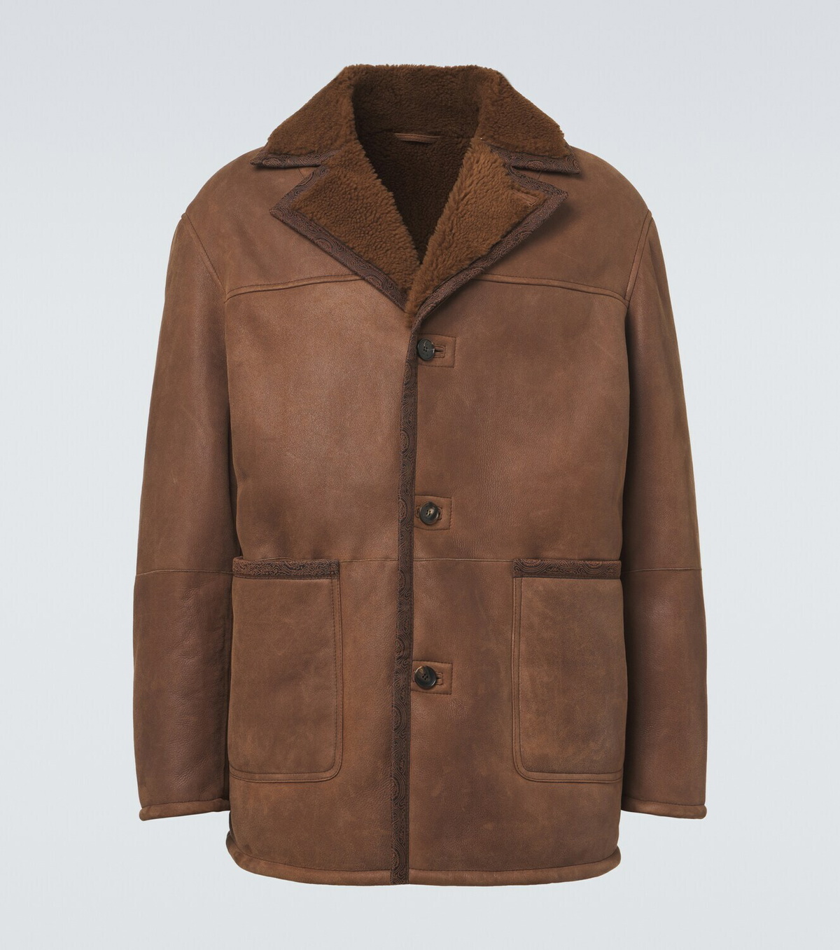 Etro Shearling-trimmed leather jacket