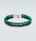 Mateo Set of 2 14kt gold beaded bracelets with malachite and lava rock