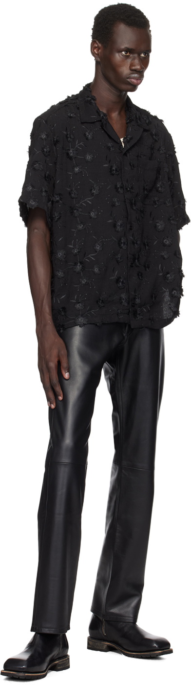 CMMN SWDN Black Ture Embroidered Floral Shirt