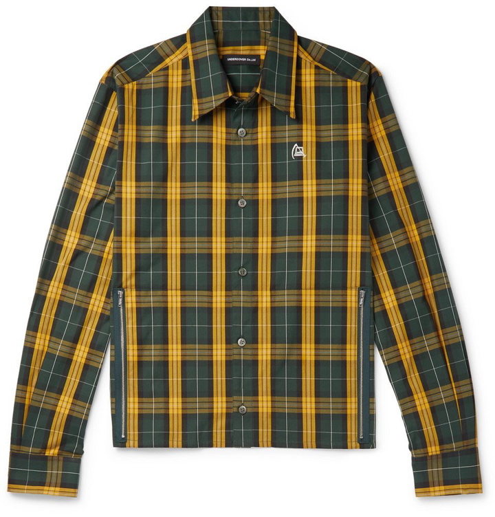Photo: Undercover - Printed Checked Cotton Shirt - Green