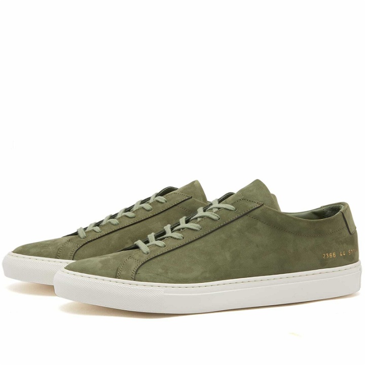 Photo: Common Projects Men's Original Achilles Low Nubuck Sneakers in Army Green