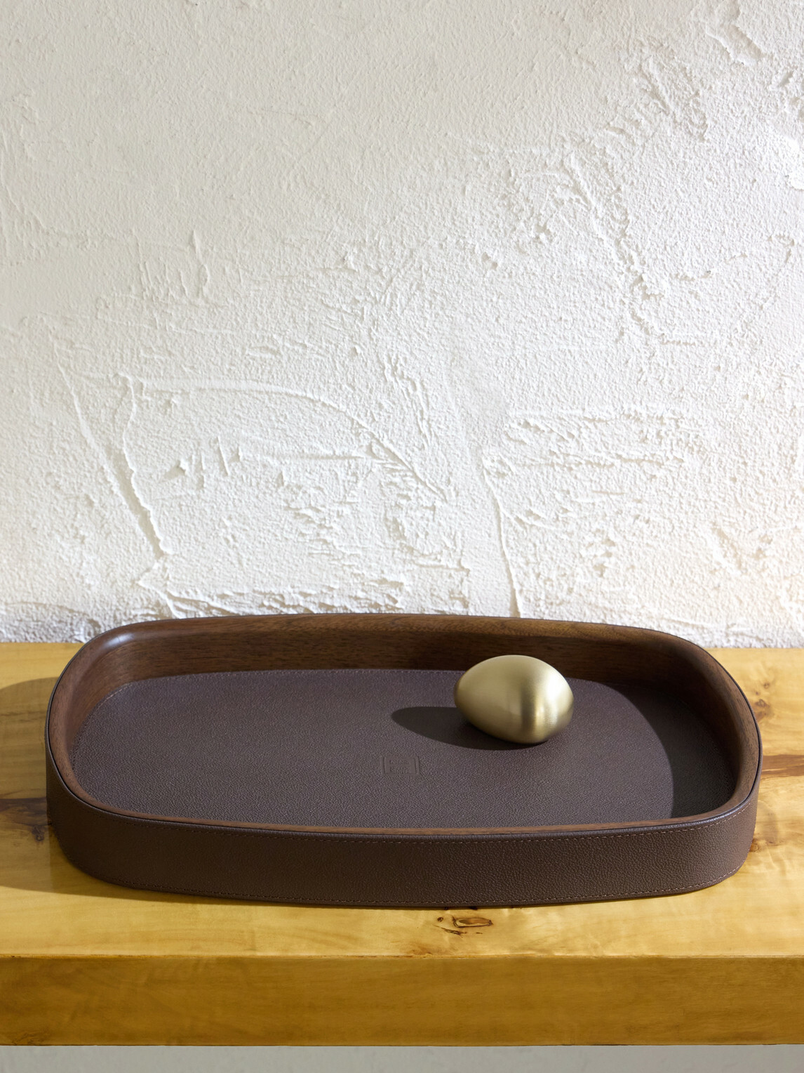 Assouline - Pebble Leather-Trimmed Wood Tray