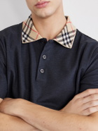 Burberry - Checked Cotton-Piqué Polo Shirt - Gray