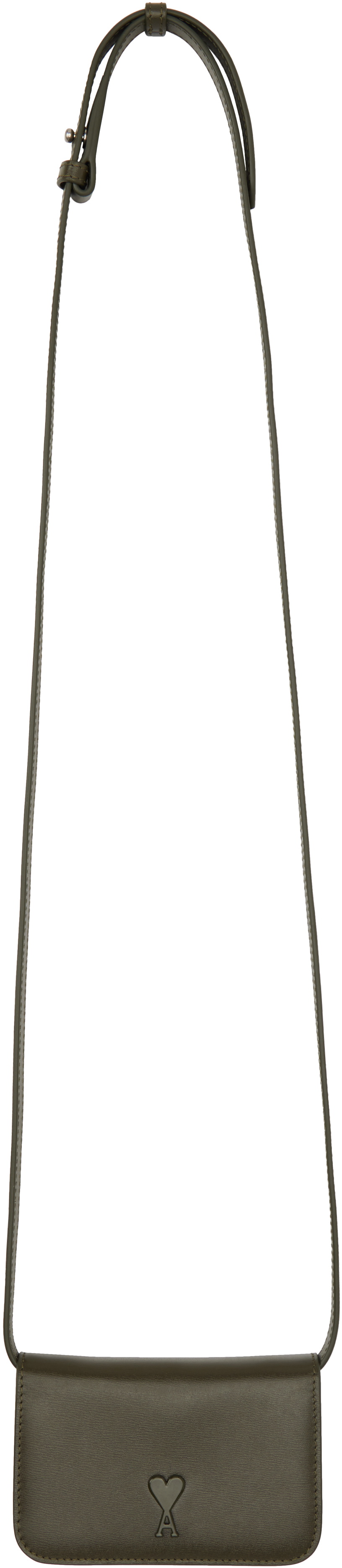 AMI Paris Khaki Ami de Coeur Strap Card Holder