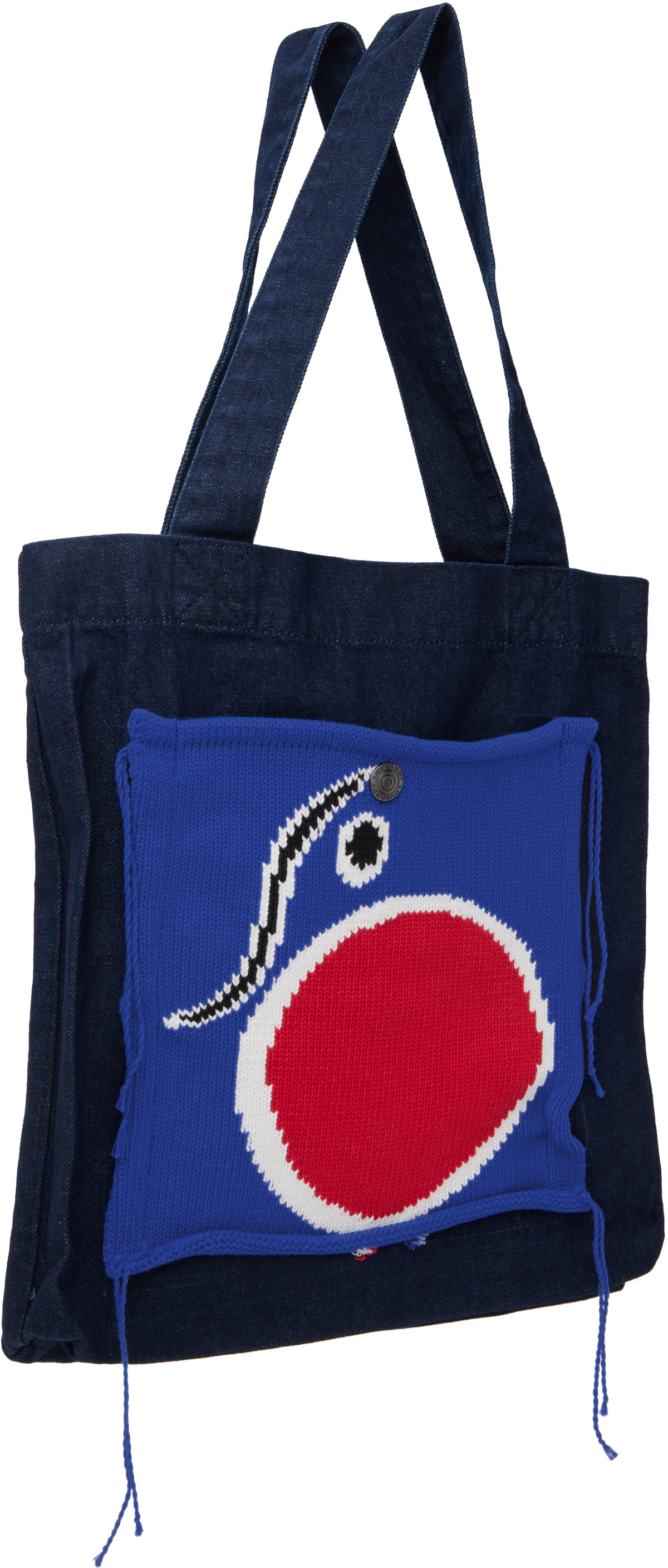Charles Jeffrey LOVERBOY Navy Knit Patch Denim Tote