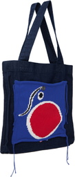Charles Jeffrey LOVERBOY Navy Knit Patch Denim Tote