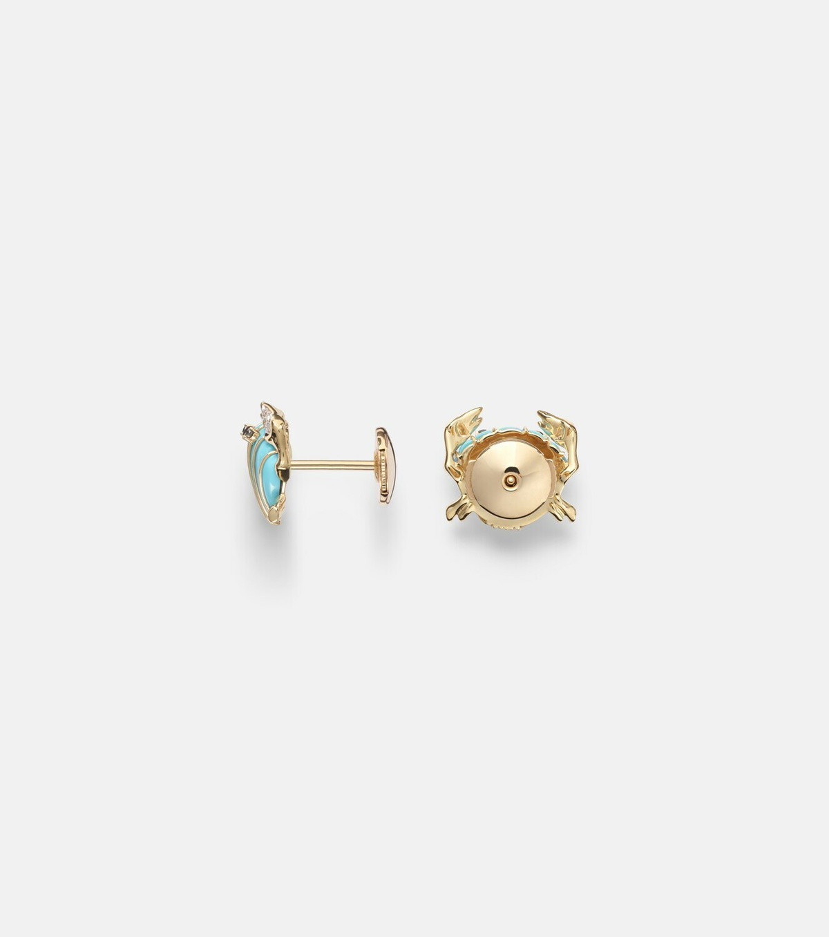 Yvonne Léon Crabe Coquillage 9kt gold earrings with gemstones