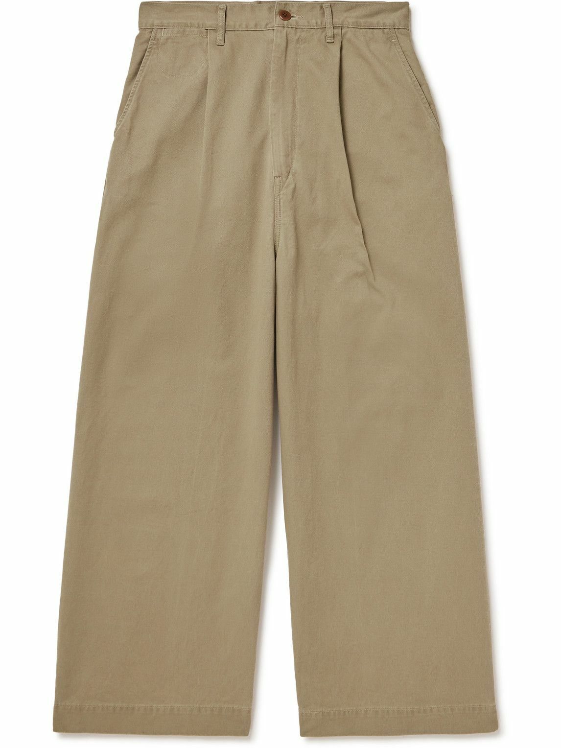 KAPITAL - Nime Wide-Leg Pleated Cotton-Twill Chinos - Neutrals KAPITAL