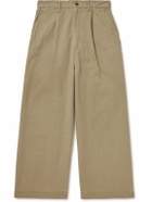 KAPITAL - Nime Wide-Leg Pleated Cotton-Twill Chinos - Neutrals