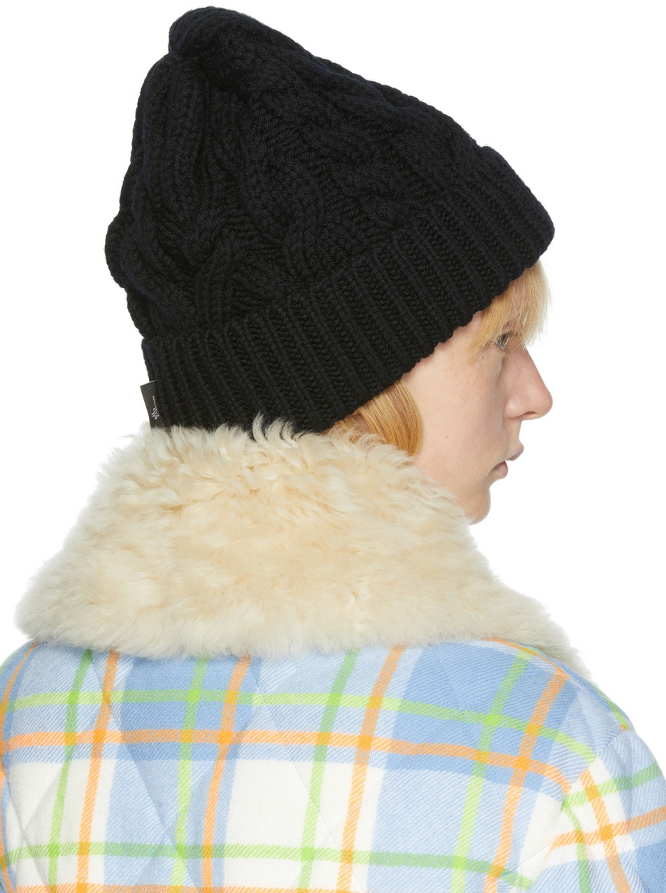 Moncler Grenoble Black Knit Logo Beanie