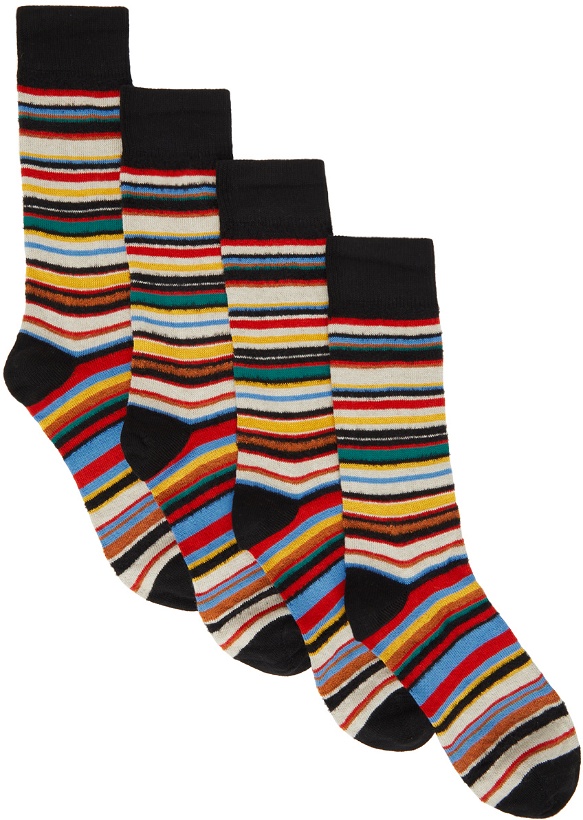 Photo: Paul Smith Four-Pack Texture Stripe Socks