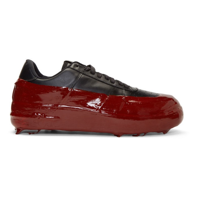 Photo: 424 SSENSE Exclusive Black and Red Dipped Sneakers