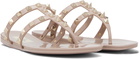Valentino Garavani Taupe Rockstud Thong Sandals