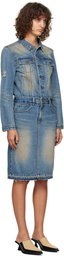 We11done Blue Washed Denim Midi Dress