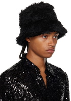 Dries Van Noten Black Mohair Bucket Hat