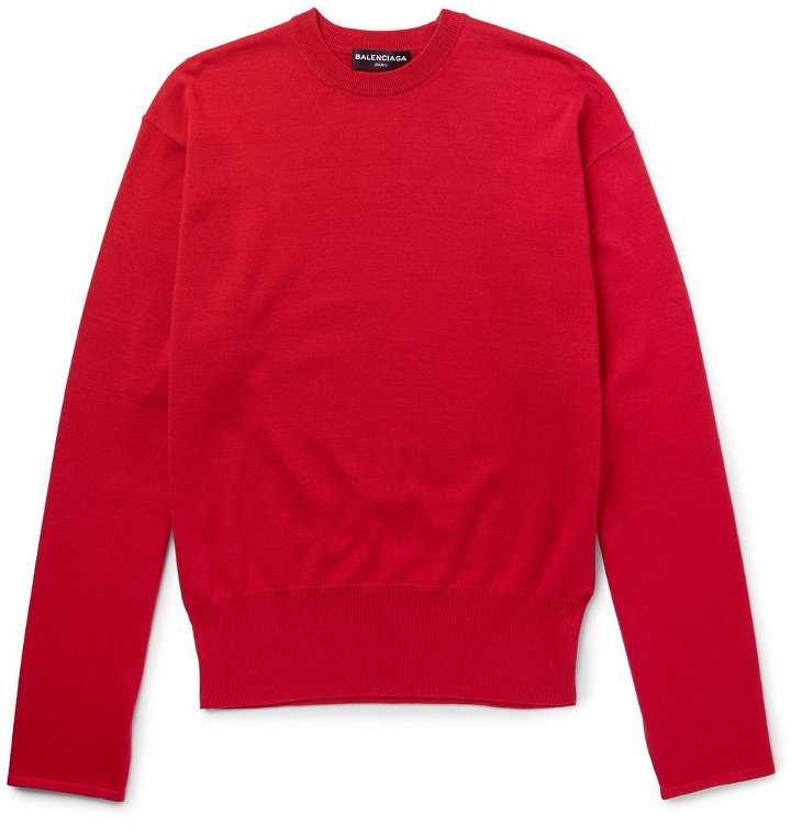 Photo: Balenciaga - Oversized Cotton-Blend Sweater - Men - Red