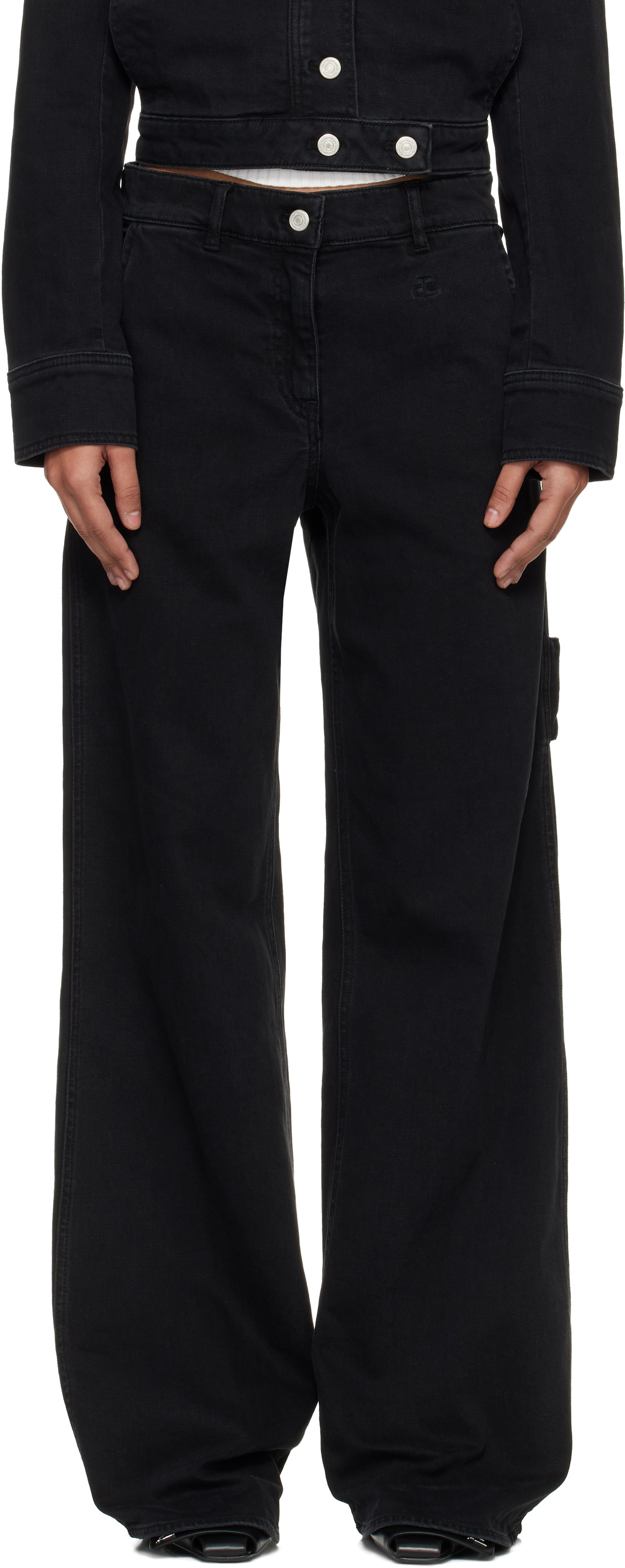 Courrèges Black Hammer Denim Baggy Jeans