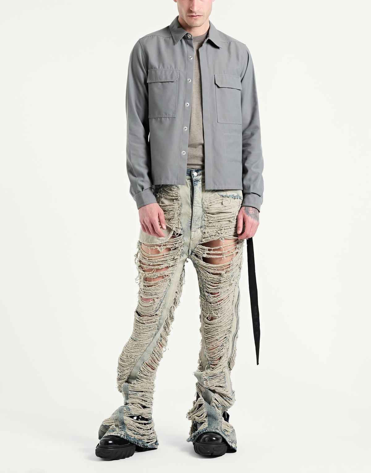 Rick Owens Mens Shirt in Grey