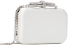 MACH & MACH White Double Bow Satin Clutch