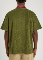 DRÔLE DE Monsieur Le Chemise Monogramme Towelling Cotton Shirt Dark Green