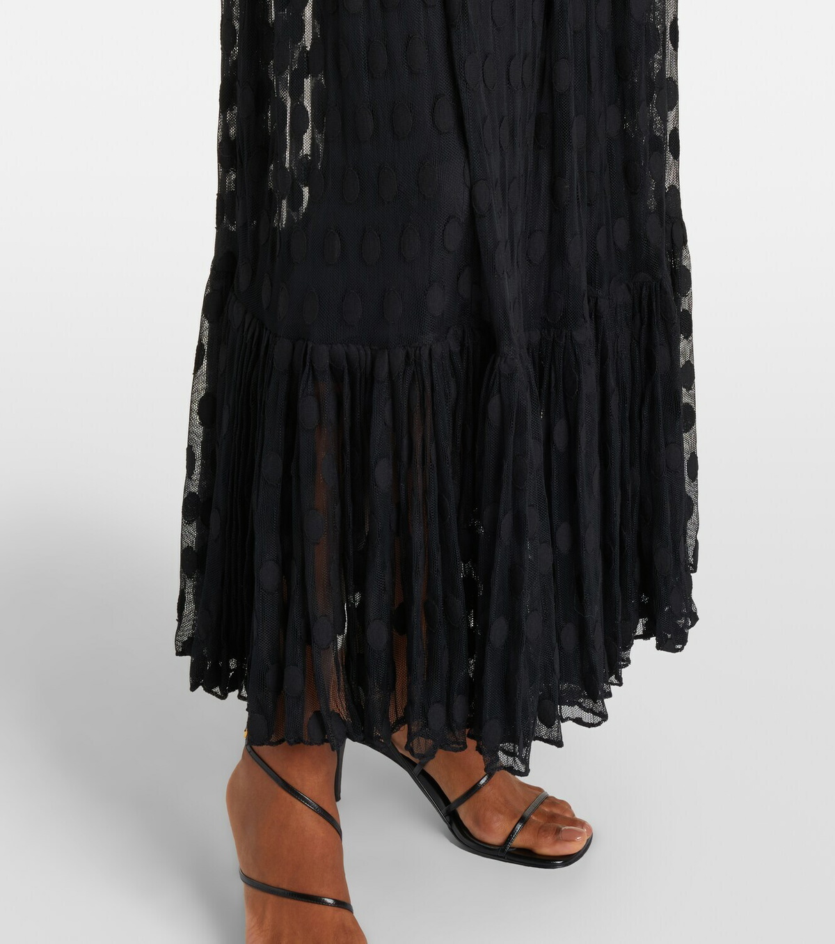 Ulla Johnson Soraya polka-dot tie-neck mesh maxi dress