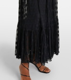 Ulla Johnson Soraya polka-dot tie-neck mesh maxi dress