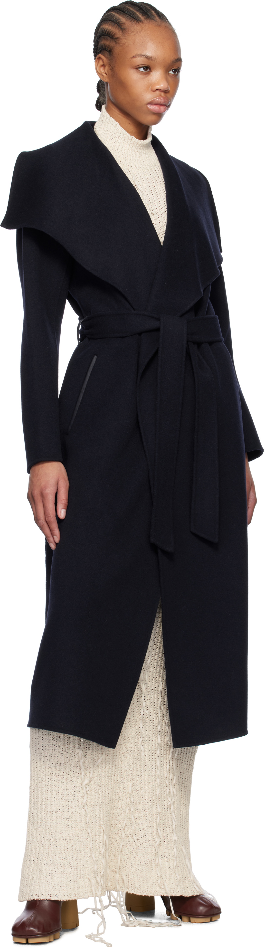 MACKAGE Navy Mai-CN Double-Face Wool Wrap Coat