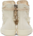Rick Owens Drkshdw Off-White Distressed High-Top Sneakers