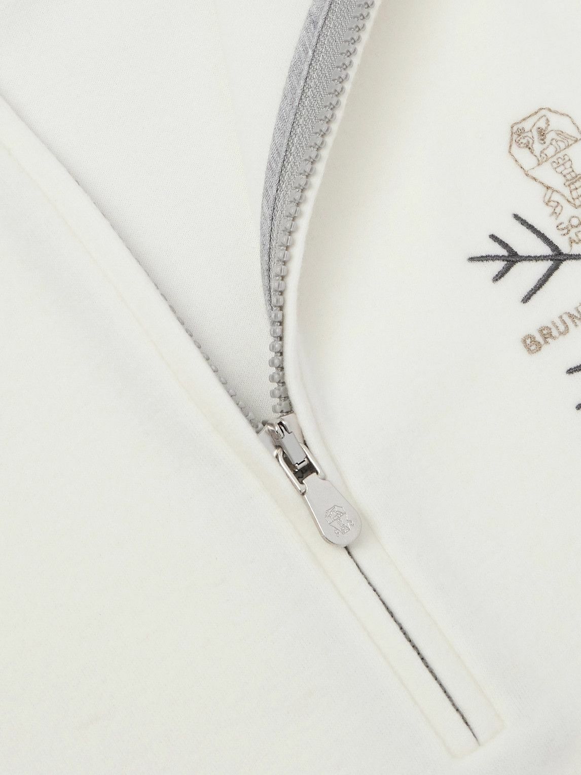 Brunello Cucinelli - Logo-Embroidered Fleece Half-Zip Ski