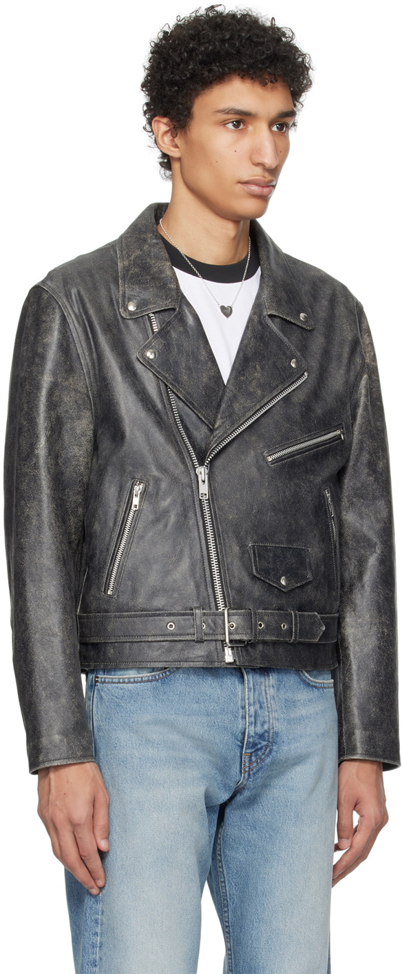 Sunflower Black Cracked Leather Jacket