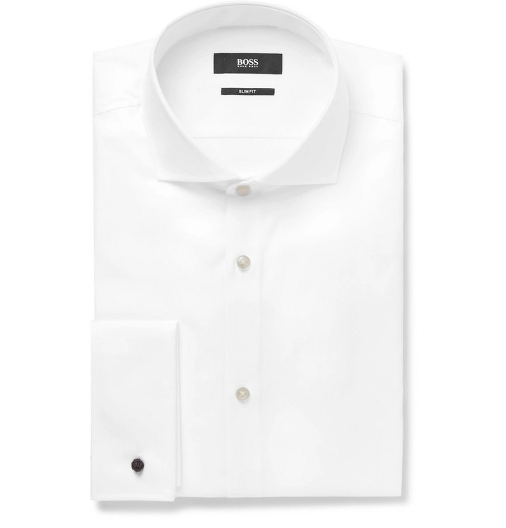 Photo: Hugo Boss - White Jaiden Slim-Fit Double-Cuff Cotton-Twill Shirt - Men - White