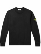 Stone Island - Logo-Appliquéd Garment-Dyed Cotton-Jersey Sweatshirt - Black