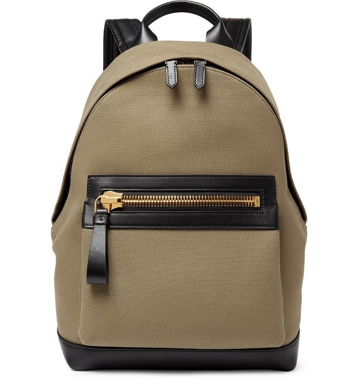 Photo: TOM FORD - Cotton-Canvas and Leather Backpack - Green