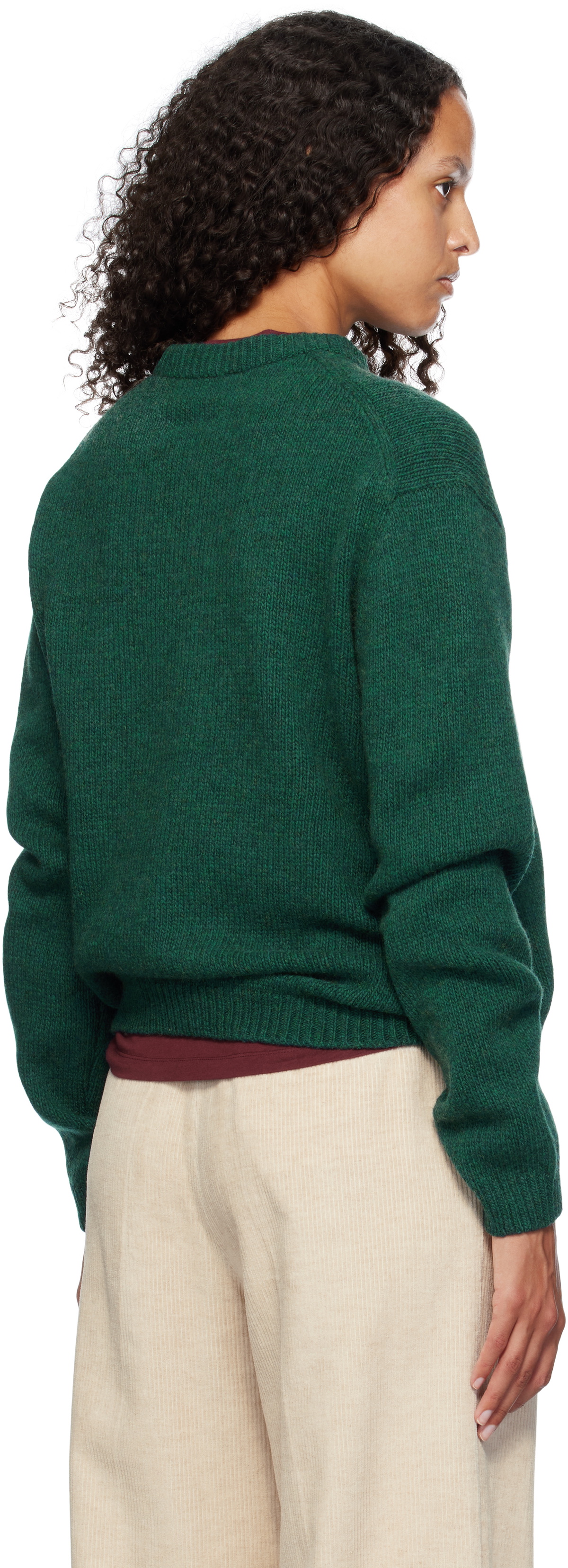 Maison Kitsuné Green Dressed Fox Intarsia Sweater